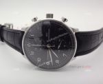Swiss 7750 IWC Portuguese Black Face Black Leather Strap Watch